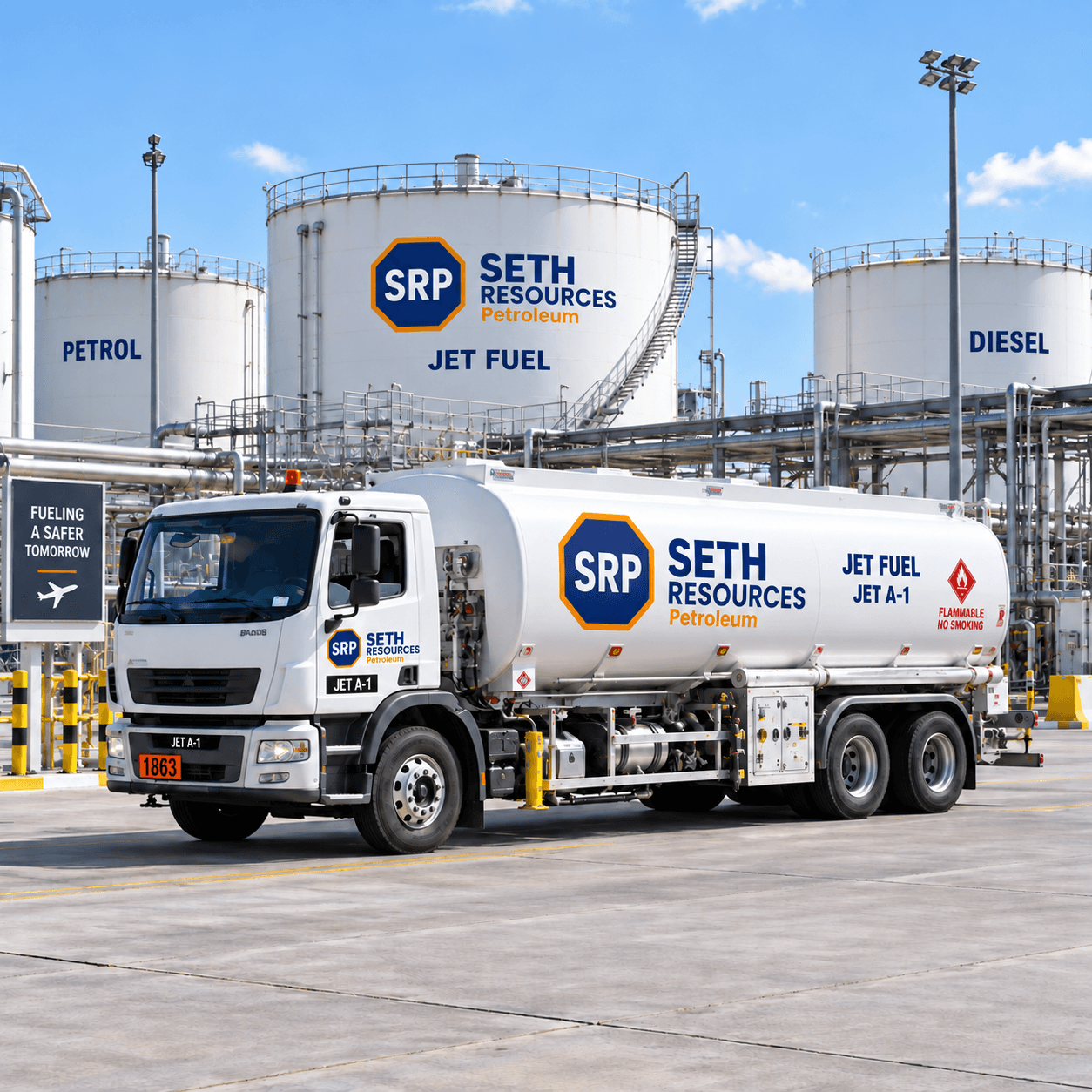 Seth Resources Jet A-1 fuel tanker at a storage terminal